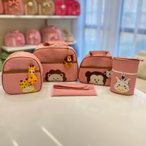 Kit Bolsa/Mala 5 Peças Tema Safári Bolsa Maternidade para Bebê