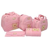 Kit Bolsa Mala Maternidade Bebê Menina 5 Peças Urso