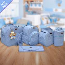 Kit bolsa mala maternidade menino 5 peças azul bebê luxo