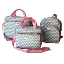 kit Bolsa Mala Maternidade menino/a 3 pçs c/ mochila Rosa - RUBI BABY