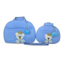 Kit Bolsa Maternidade 2 Peças Grande Impermeável + Mochila + Trocador tema Urso G+P FJ Baby