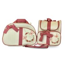 Kit Bolsa Maternidade 2 Peças Luxo Grande Impermeável + Mochila para Bebê FJ Baby