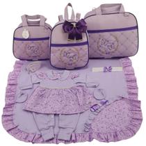 Kit bolsa maternidade 3 peças borboleta lilás + saida maternidade