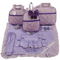 Kit bolsa maternidade 3 peças borboleta lilás + saida maternidade