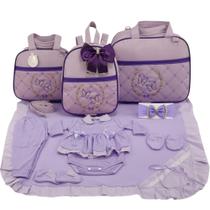 Kit bolsa maternidade 3 peças borboleta lilás + saida maternidade Kit bolsa maternidade 3 peças borboleta lilás + saida maternidade