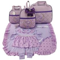 Kit bolsa maternidade 3 peças borboleta menina + saida maternidade