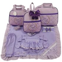 Kit bolsa maternidade 3 peças borboleta menina + saida maternidade