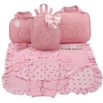 Kit bolsa maternidade 3 peças borboleta rosa + saida maternidade