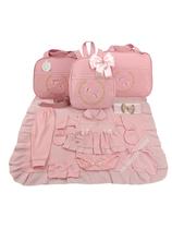 Kit bolsa maternidade 3 peças borboleta rosa + saida maternidade