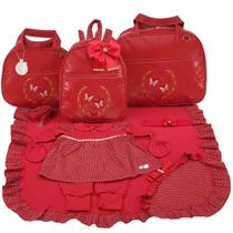Kit bolsa maternidade 3 peças borboleta vermelho + saida maternidade Kit bolsa maternidade 3 peças borboleta vermelho + saida maternidade