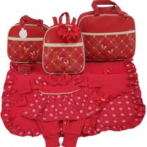 Kit bolsa maternidade 3 peças borboleta vermelho + saida maternidade