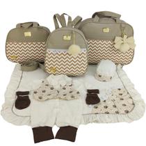 Kit bolsa maternidade 3 peças chevron bege + saida maternidade Kit bolsa maternidade 3 peças chevron bege + saida maternidade