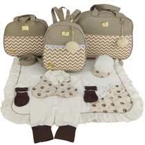 Kit bolsa maternidade 3 peças chevron bege + saida maternidade
