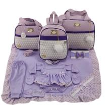 Kit bolsa maternidade 3 peças chevron lilas + saida maternidade body lilas Kit bolsa maternidade 3 peças chevron lilas + saida maternidade body lilas