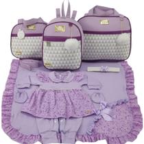 Kit bolsa maternidade 3 peças chevron lilas + saida maternidade