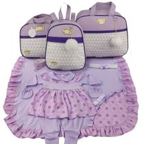 Kit bolsa maternidade 3 peças chevron lilas + saida maternidade Kit bolsa maternidade 3 peças chevron lilas + saida maternidade