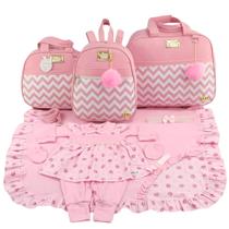 Kit bolsa maternidade 3 peças chevron menina + saida maternidade