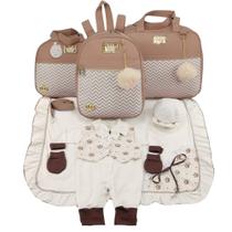 Kit bolsa maternidade 3 peças chevron nude + saida maternidade