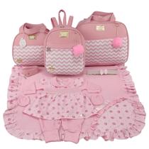 Kit bolsa maternidade 3 peças chevron rosa + saída maternidade Kit bolsa maternidade 3 peças chevron rosa + saída maternidade