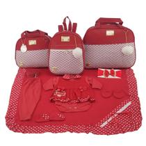 Kit bolsa maternidade 3 peças chevron vermelho + saida maternidade