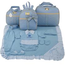 Kit bolsa maternidade 3 peças laço azul+ saida maternidade