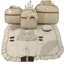 Kit bolsa maternidade 3 peças laço bege + saída maternidade