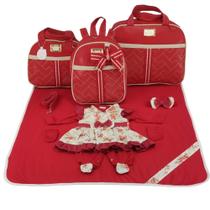 Kit bolsa maternidade 3 peças laço menina + saida maternidade baby