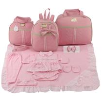 Kit bolsa maternidade 3 peças laço menina + saida maternidade