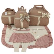Kit bolsa maternidade 3 peças laço + saida maternidade