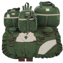 Kit bolsa maternidade 3 peças laço verde militar + saída maternidade