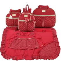 Kit bolsa maternidade 3 peças laço vermelho + saida maternidade