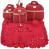 Kit bolsa maternidade 3 peças laço vermelho + saida maternidade menino