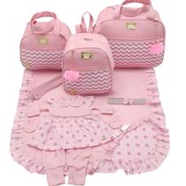 Kit bolsa maternidade 3 peças luxo rosa + saida maternidade - Let Baby Bolsas De Maternidade