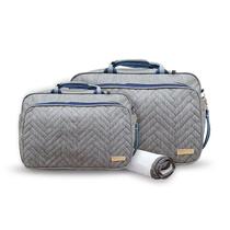 Kit Bolsa Maternidade 3 Peças Mescla Bolsa Grande + Bolsa Média + Trocador Ref 1091 - Mave Baby Cor:Mescla Com Marinho