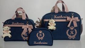 Kit bolsa maternidade 3 peças personalizada para menina