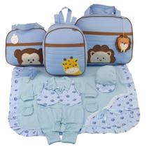 Kit bolsa maternidade 3 peças safari azul + saida maternidade - LET BABY BOLSAS DE MATERNIDADE