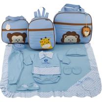 Kit bolsa maternidade 3 peças safari azul + saida maternidade - LET BABY BOLSAS DE MATERNIDADE