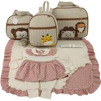 Kit bolsa maternidade 3 peças safari bege + saida maternidade