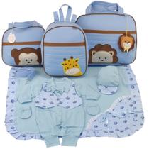 Kit bolsa maternidade 3 peças safari menino + saida maternidade