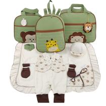 Kit bolsa maternidade 3 peças safari menino + saida maternidade