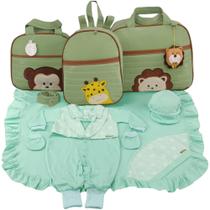 Kit bolsa maternidade 3 peças safari + saida maternidade