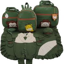 Kit bolsa maternidade 3 peças safari verde militar + saida maternidade - LET BABY BOLSAS DE MATERNIDADE