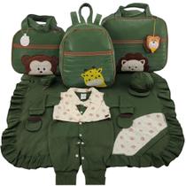 Kit bolsa maternidade 3 peças safari verde militar + saida maternidade - LET BABY BOLSAS DE MATERNIDADE