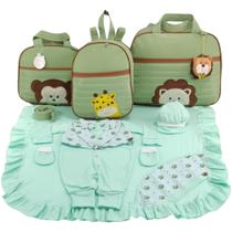 Kit bolsa maternidade 3 peças safari verde + saida maternidade - LET BABY BOLSAS DE MATERNIDADE