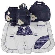 Kit bolsa maternidade 3 peças urso marinho + saida maternidade menino