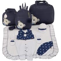 Kit bolsa maternidade 3 peças urso marinho + saida maternidade menino