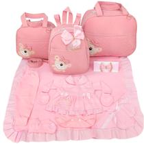 Kit bolsa maternidade 3 peças urso rosa + saida maternidade Kit bolsa maternidade 3 peças urso rosa + saida maternidade
