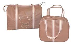 Kit Bolsa Maternidade 3pçs Ursinho Bordado Mamãe Bebê Alyaht