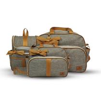 Kit Bolsa Maternidade 4 Peças Laço Bolsa Grande + Bolsa Média + Mochila + Trocador Ref 1105 - Mave Baby Cor:Cinza Com Ma