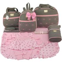 Kit bolsa maternidade 5 peças estrela cinza c/ rosa + saida maternidade Kit bolsa maternidade 5 peças estrela cinza c/ rosa + saida maternidade